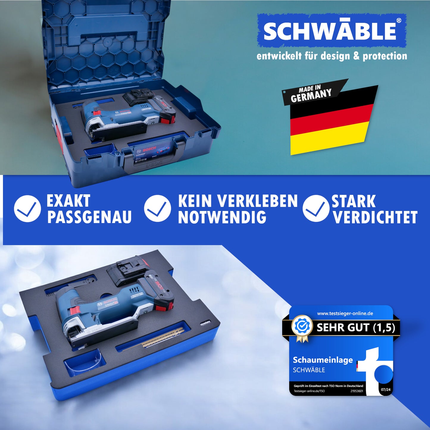 SCHWÄBLE® Schaumeinlage Schaumstoffeinlage für Bosch Akku-Stichsäge GST18V-155S