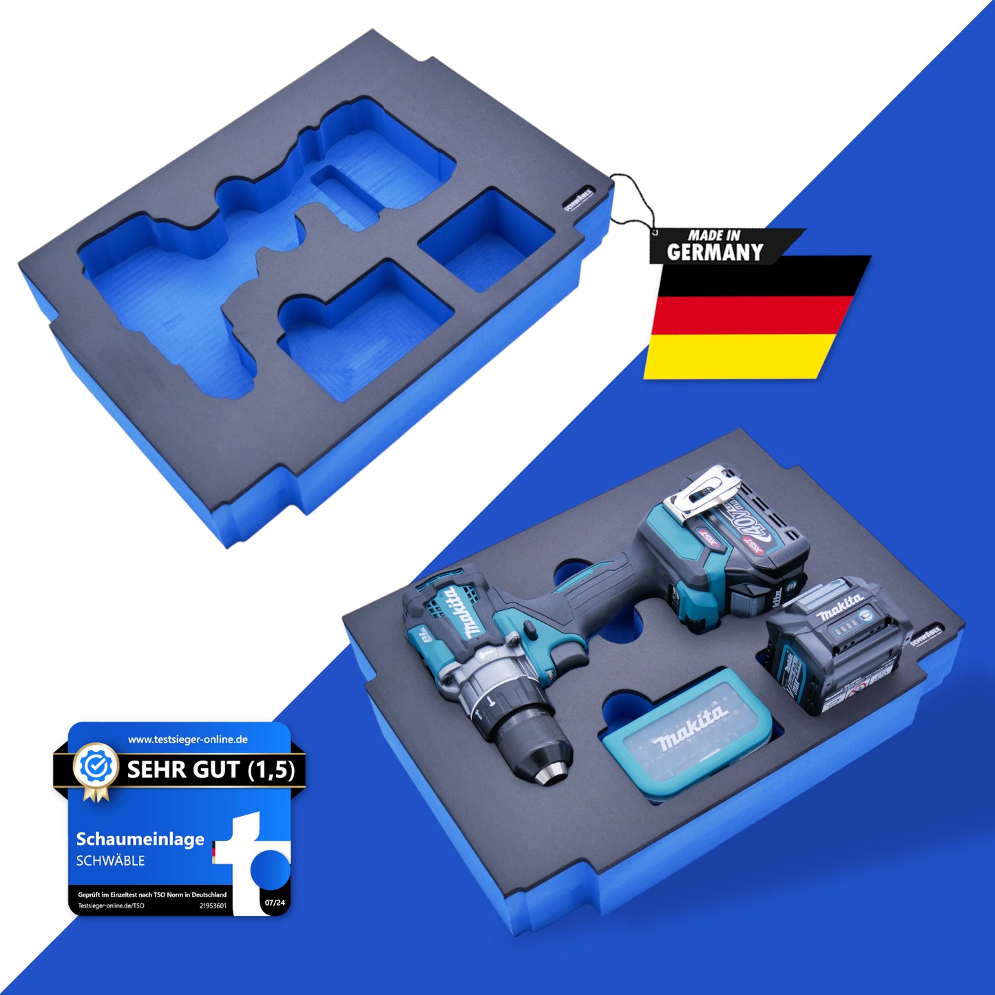 SCHWÄBLE® Schaumeinlage Schaumstoffeinlage für Makita Akku-Bohrschrauber HP001