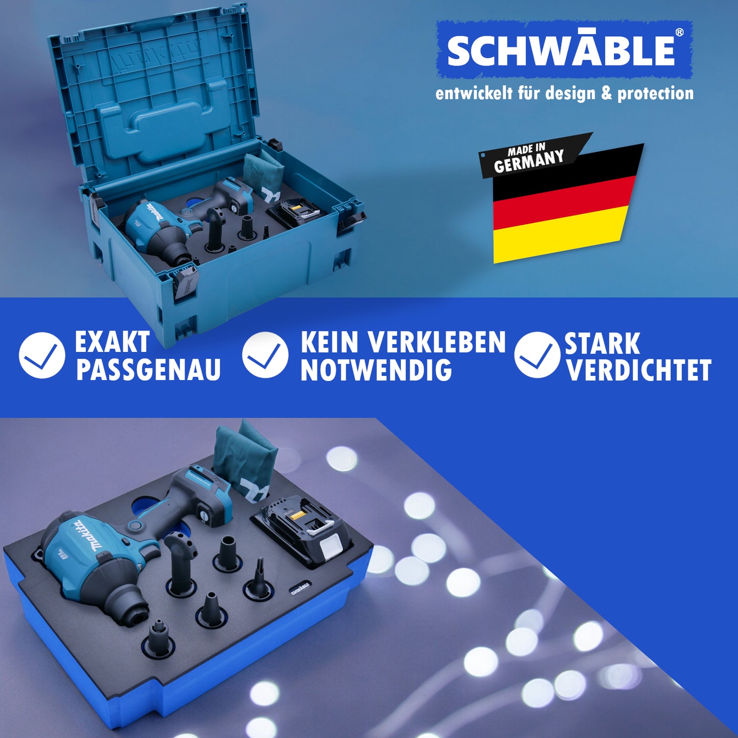 SCHWÄBLE® Schaumeinlage Schaumstoffeinlage für Makita Akku-Ausbläser DAS180