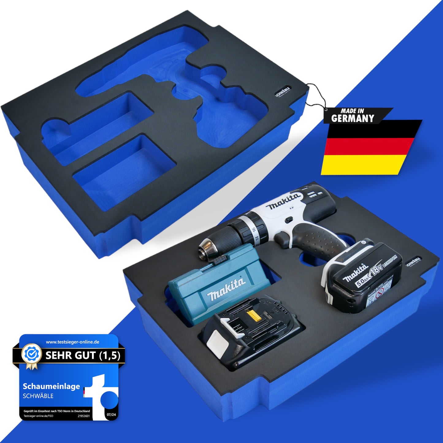 SCHWÄBLE® Schaumeinlage Schaumstoffeinlage für Makita Schlagbohrschrauber DHP453