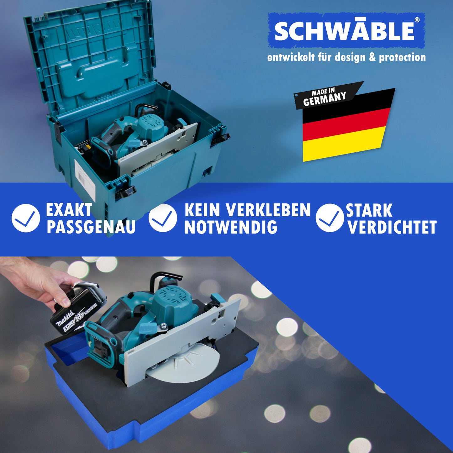 SCHWÄBLE® Schaumeinlage Schaumstoffeinlage für Makita Handkreissäge DHS680
