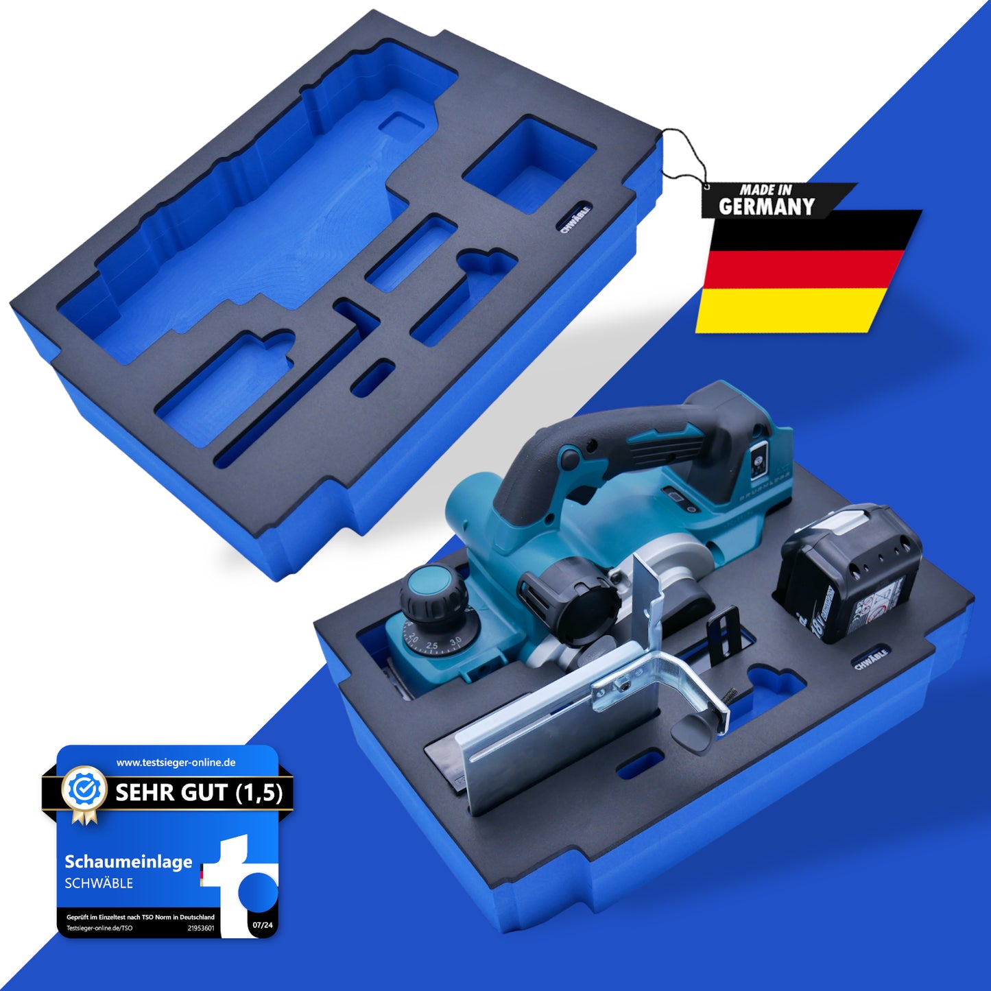SCHWÄBLE® Schaumeinlage Schaumstoffeinlage für Makita Hobelmaschine DKP181