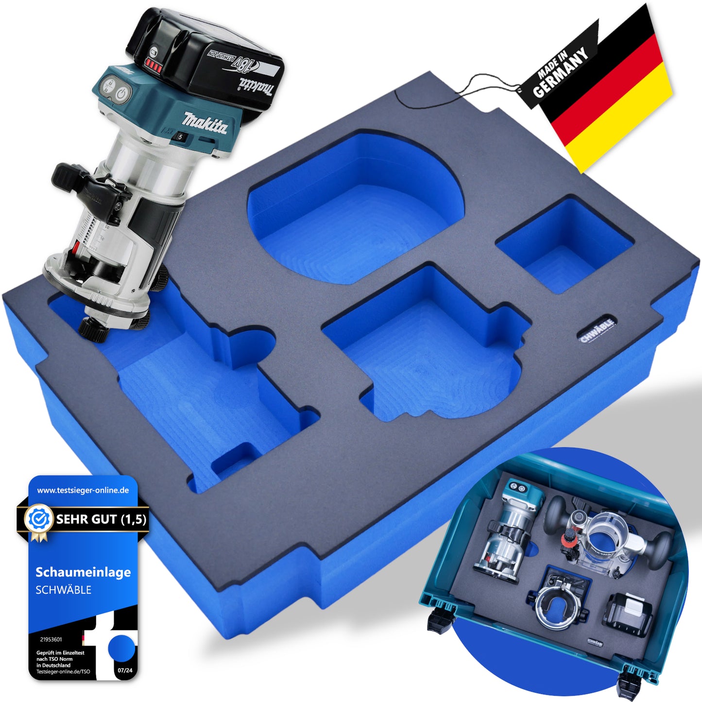 SCHWÄBLE® Schaumeinlage Schaumstoffeinlage für Makita Akku-Multifräse DRT50