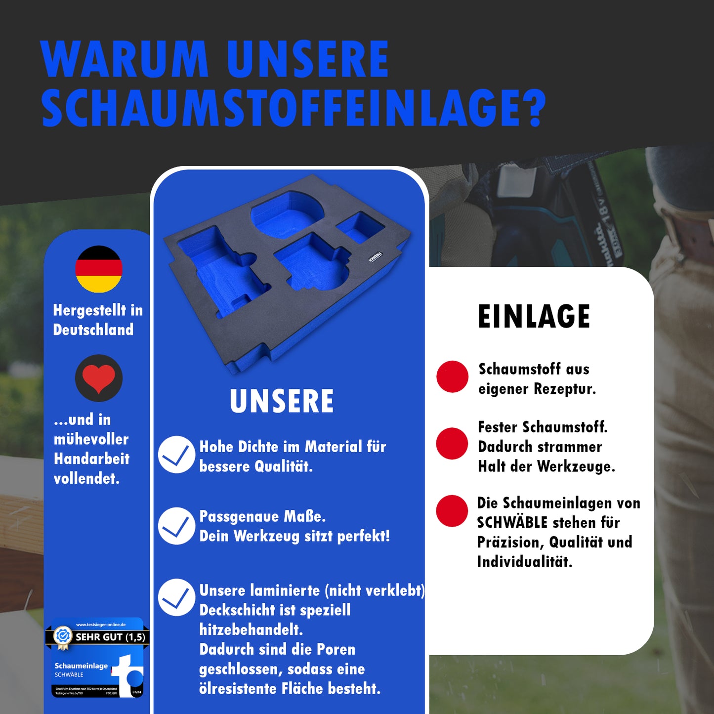 SCHWÄBLE® Schaumeinlage Schaumstoffeinlage für Makita Bohrschrauber DF330