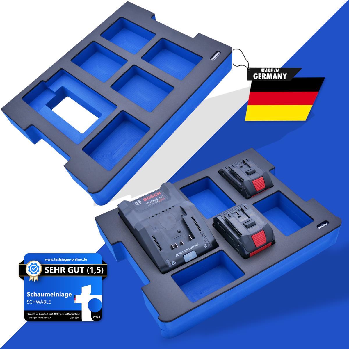 SCHWÄBLE® Schaumeinlage Schaumstoffeinlage für Bosch Akku-Starter-Set GAL18V-160