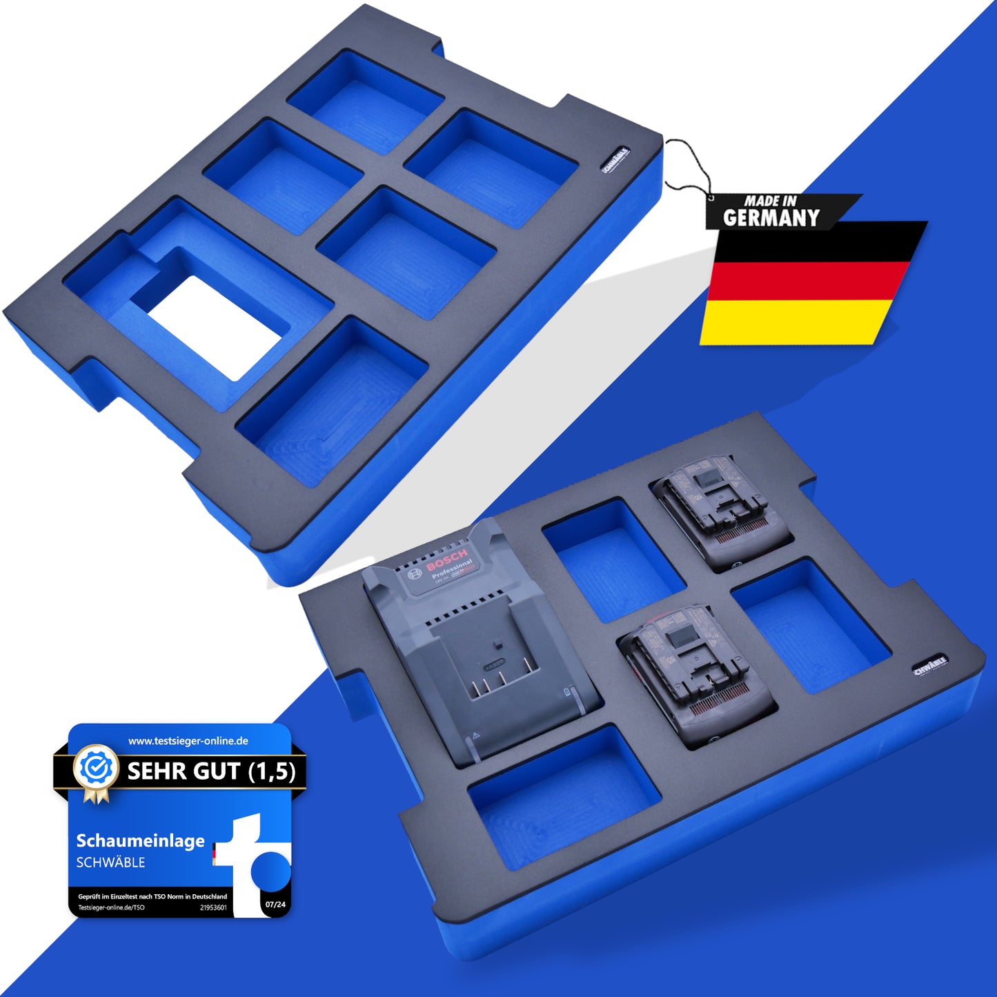 SCHWÄBLE® Schaumeinlage Schaumstoffeinlage Bosch Akku-Starter-Set GAL18-40 4-5Ah