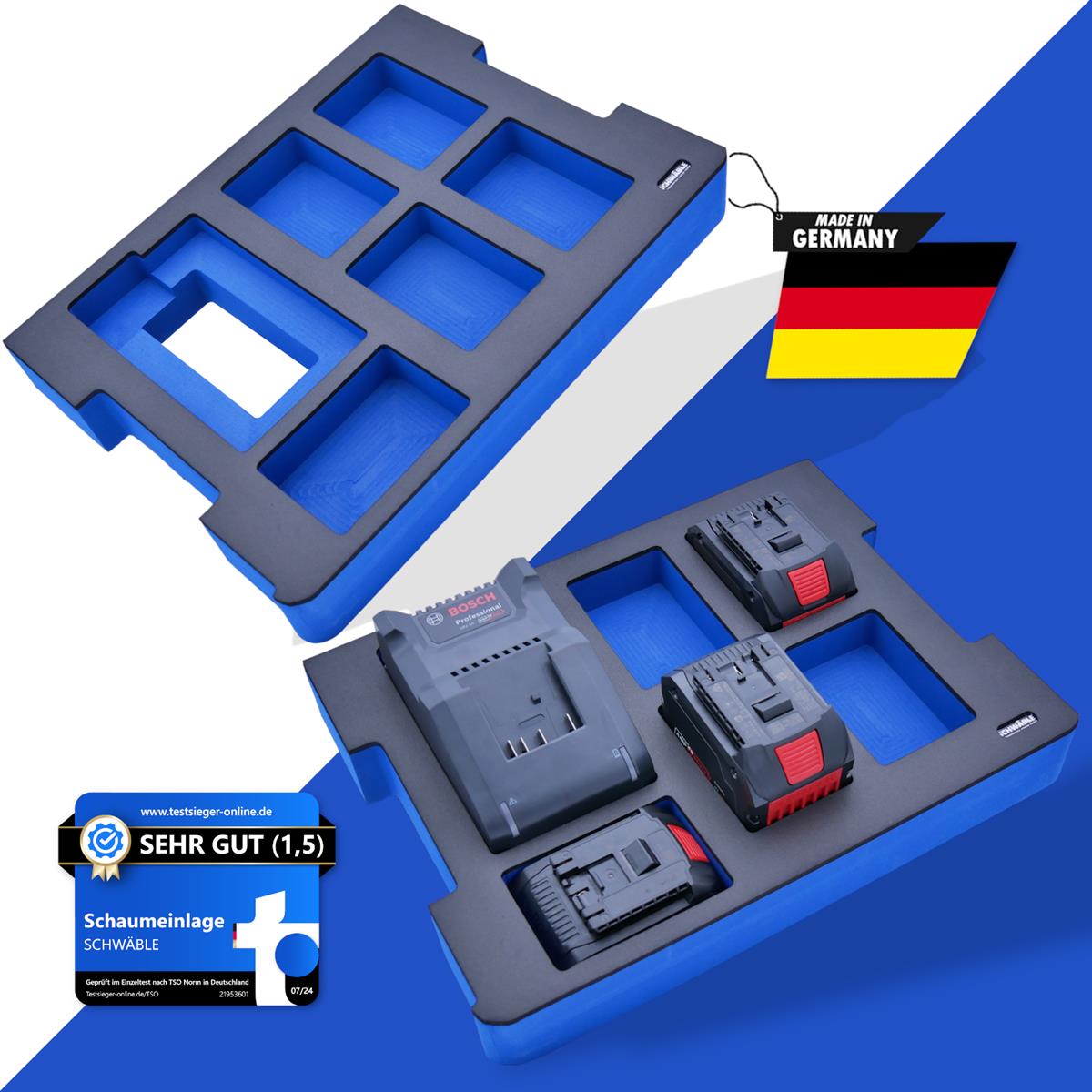 SCHWÄBLE® Schaumeinlage Schaumstoffeinlage f. Bosch Akku-Starter-Set GAL18-20-40