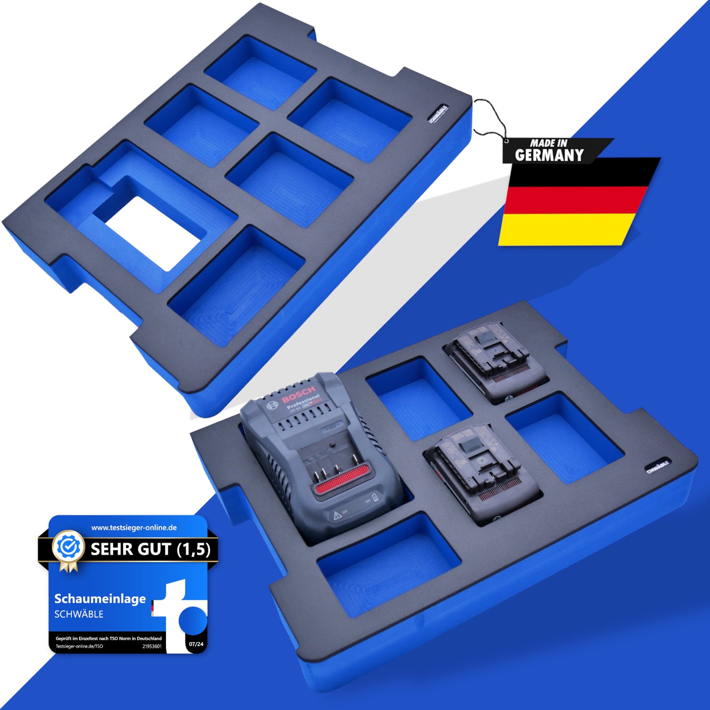 SCHWÄBLE® Schaumeinlage Schaumstoffeinlage Bosch Akku-Starter-Set GAL1880 4-5Ah