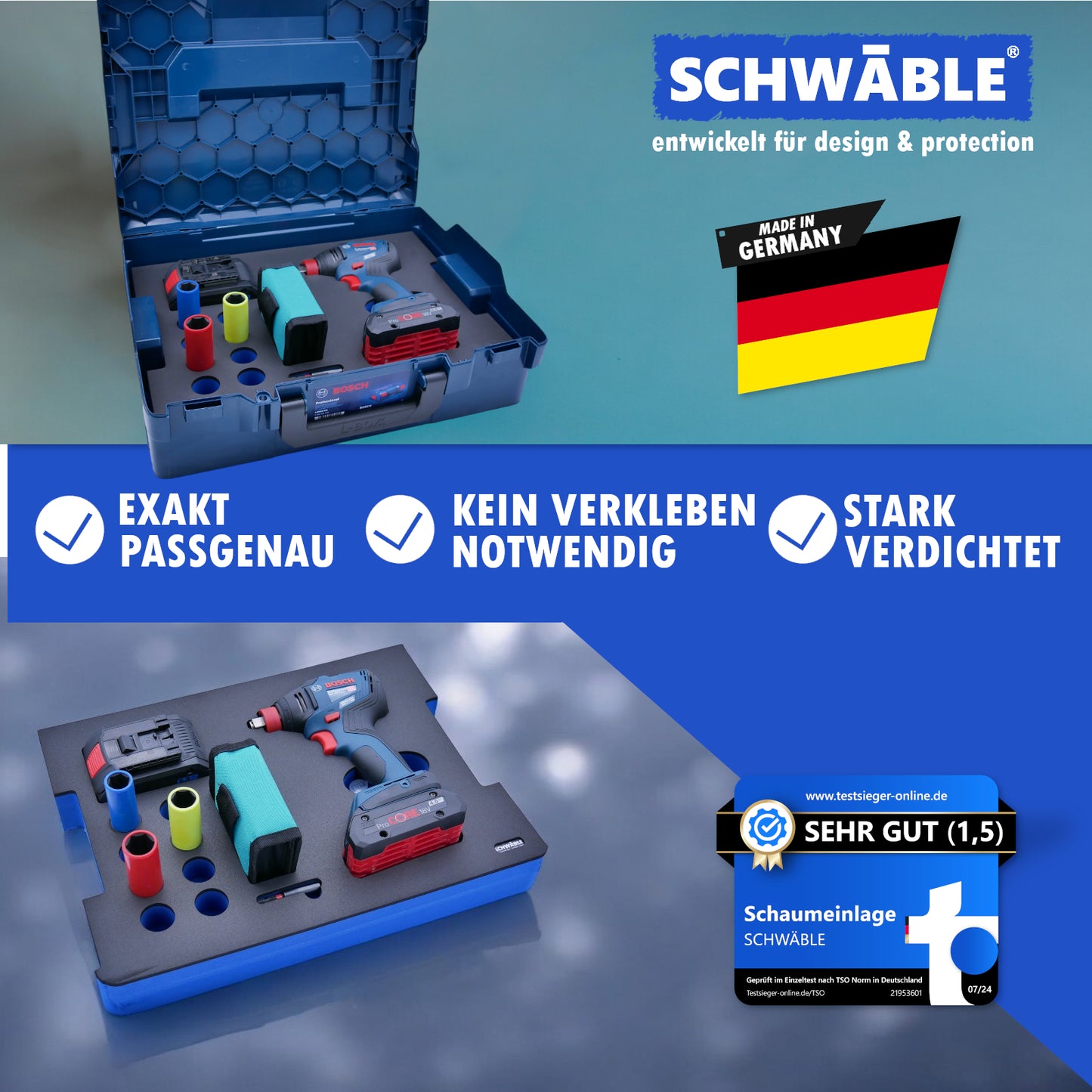 SCHWÄBLE® Schaumeinlage Schaumstoffeinlage Bosch Akku-Schlagschrauber GDS18V-210