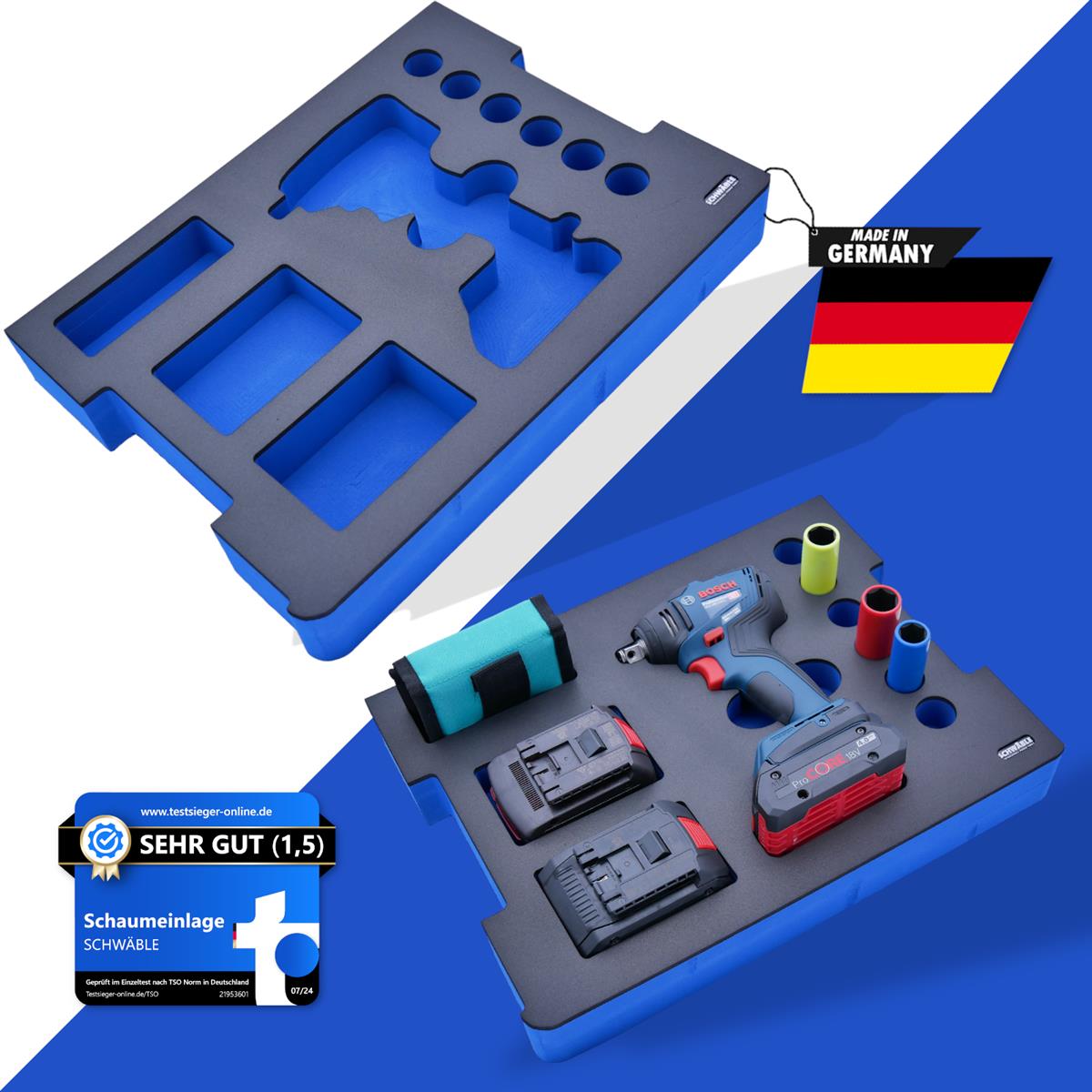 SCHWÄBLE® Schaumeinlage Schaumstoffeinlage Bosch Akku-Schlagschrauber GDS18V-210