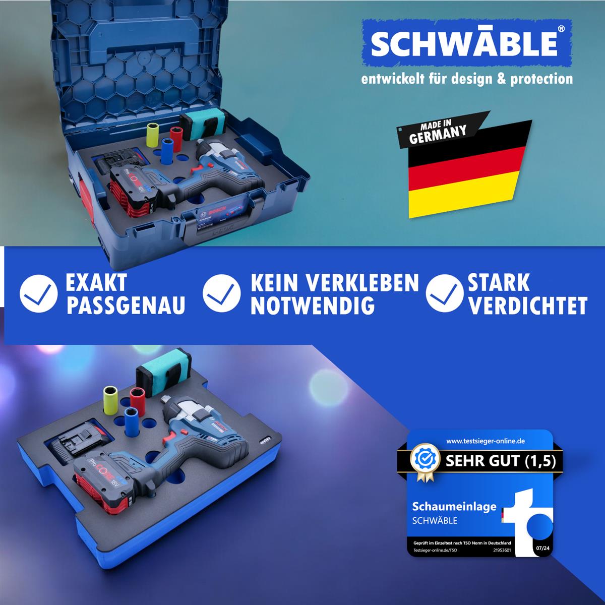 SCHWÄBLE Schaumeinlage Schaumstoffeinlage Bosch Akku-Schlagschrauber GDS18V-1050