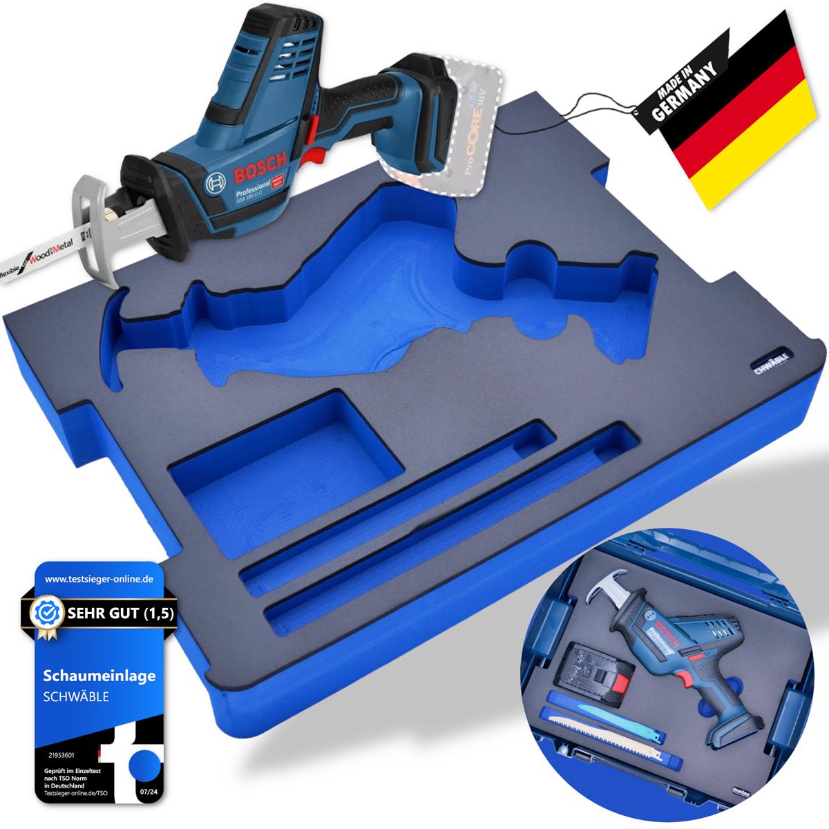 SCHWÄBLE® Schaumeinlage Schaumstoffeinlage für Bosch Akku-Säbelsäge GSA18V-Li