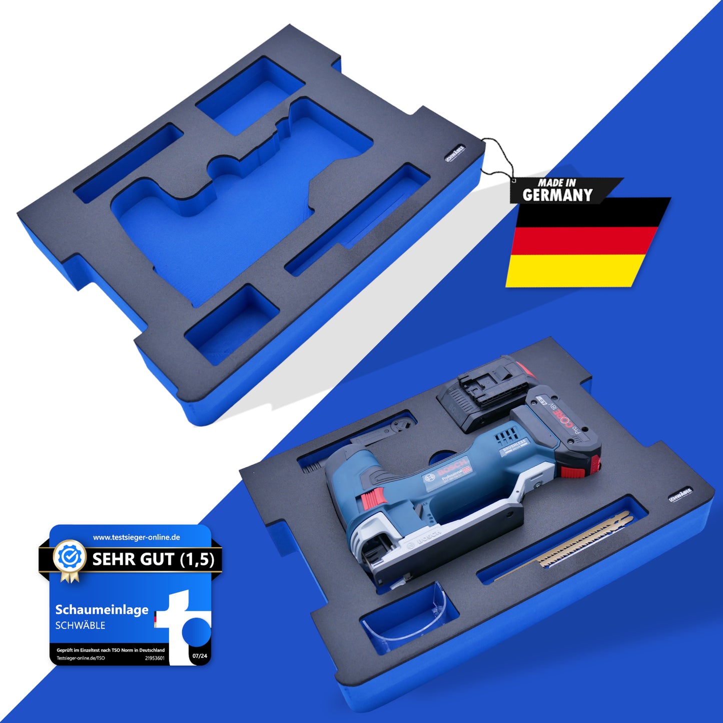 SCHWÄBLE® Schaumeinlage Schaumstoffeinlage für Bosch Akku-Stichsäge GST18V-155S