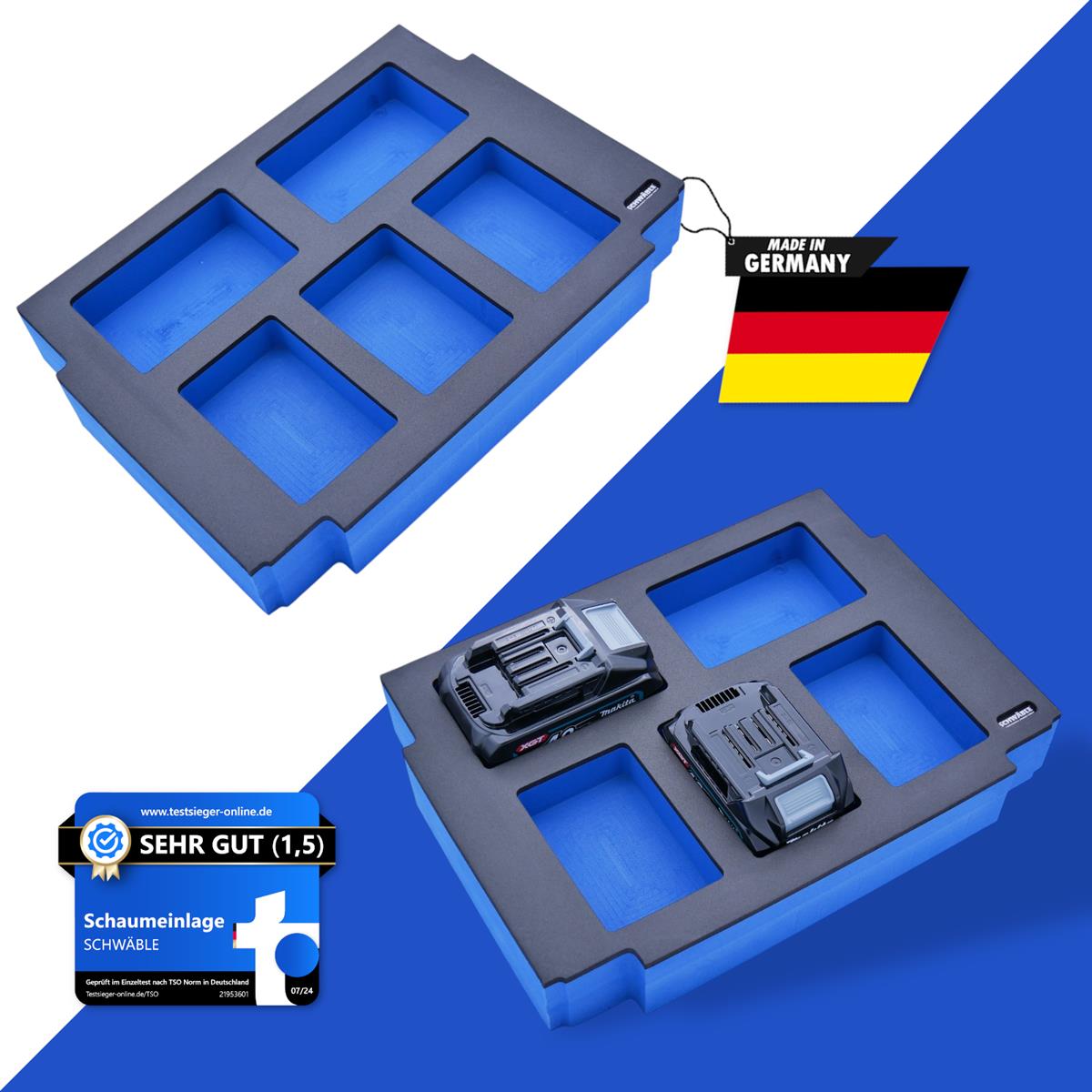 SCHWÄBLE® Schaumeinlage Schaumstoffeinlage für Makita Akkus Akkupack 40V 2-4Ah