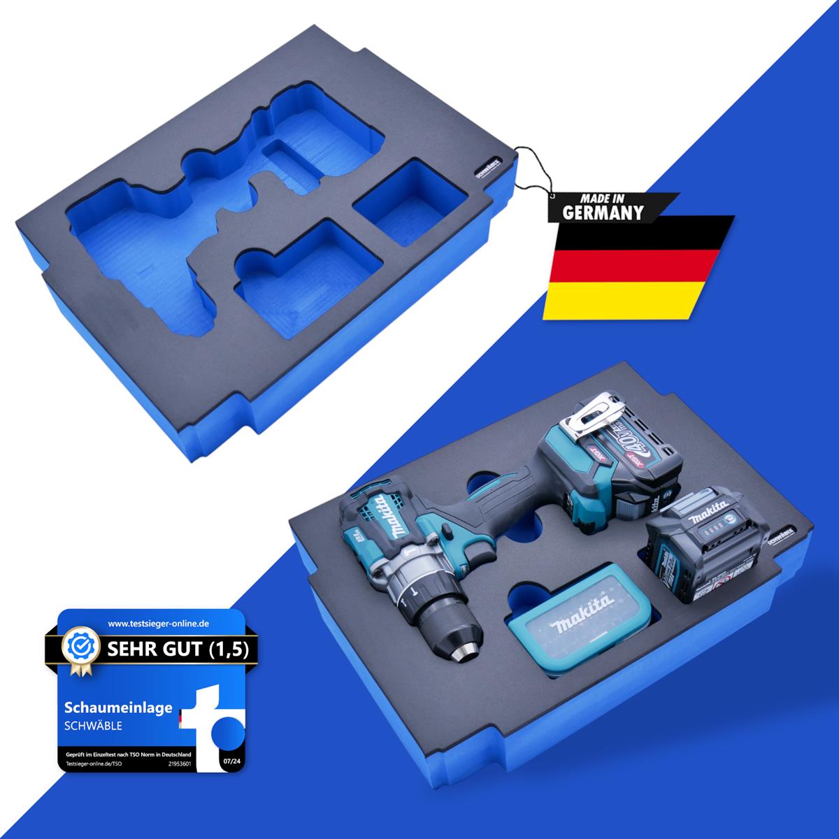 SCHWÄBLE® Schaumeinlage Schaumstoffeinlage für Makita Akku-Bohrschrauber HP001
