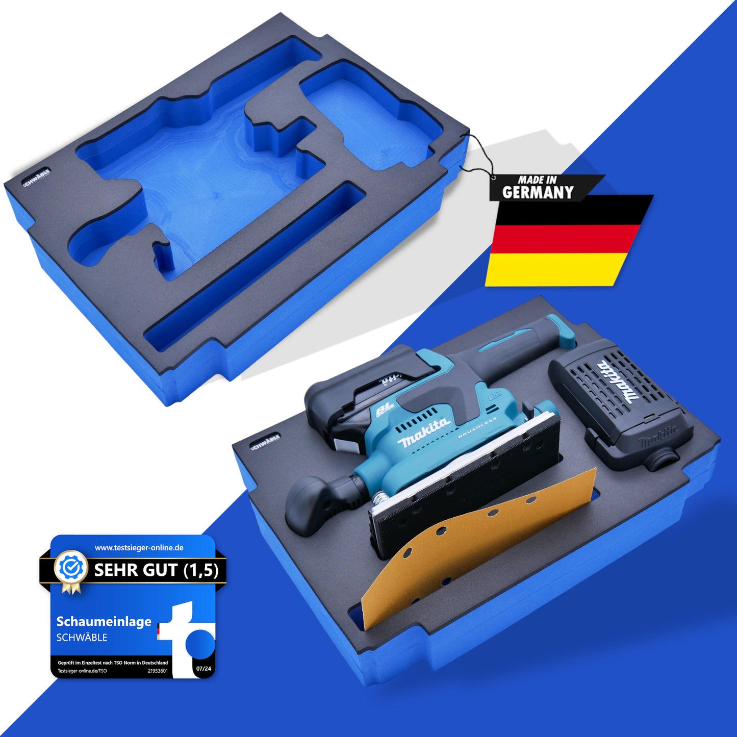 SCHWÄBLE Schaumeinlage Schaumstoffeinlage f. Makita Akku-Schwingschleifer DBO380