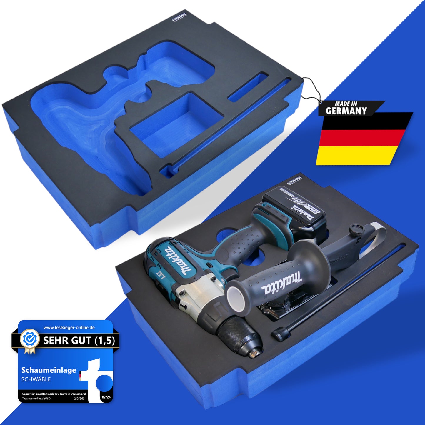 SCHWÄBLE® Schaumeinlage Schaumstoffeinlage für Makita Bohrschrauber DDF486