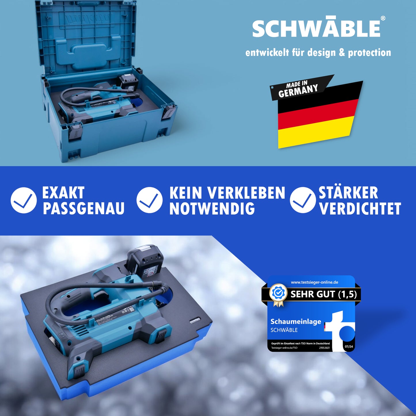 SCHWÄBLE Schaumeinlage Schaumstoffeinlage f. Makita Akku-Kompressor DMP181