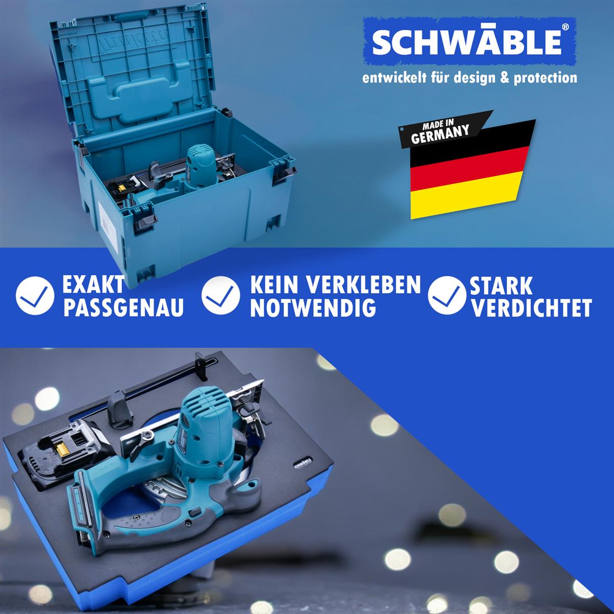 SCHWÄBLE® Schaumeinlage Schaumstoffeinlage für Makita Akku-Handkreissäge DSS501