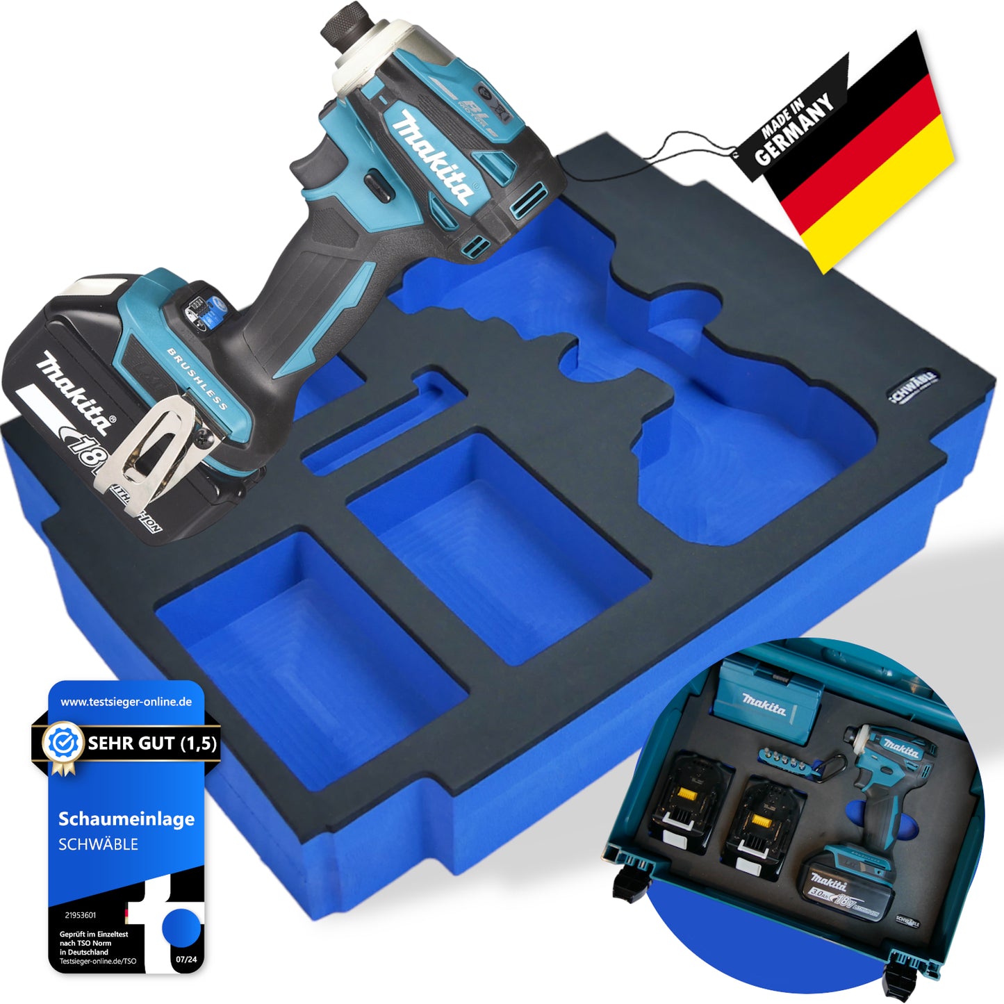 SCHWÄBLE® Schaumeinlage Schaumstoffeinlage für Makita Schlagschrauber DTD172