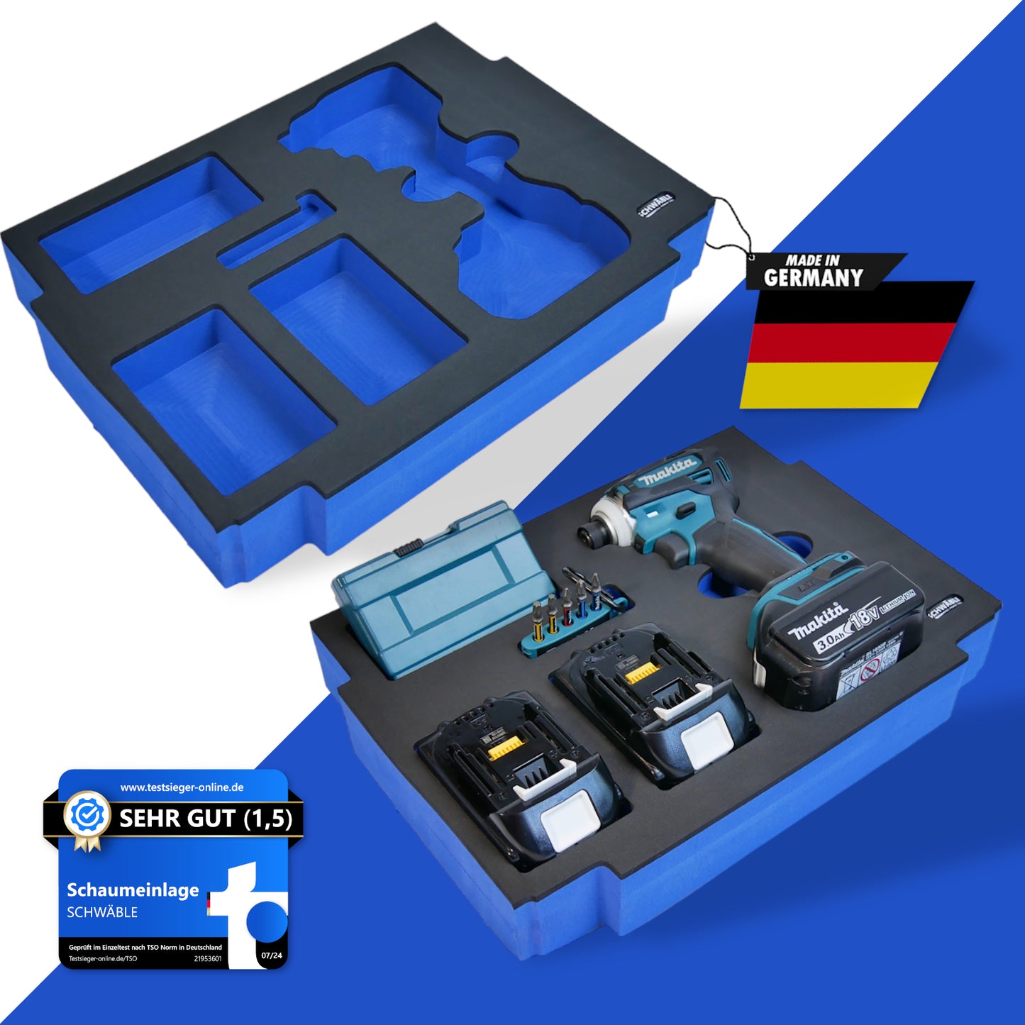 SCHWÄBLE® Schaumeinlage Schaumstoffeinlage für Makita Schlagschrauber DTD172