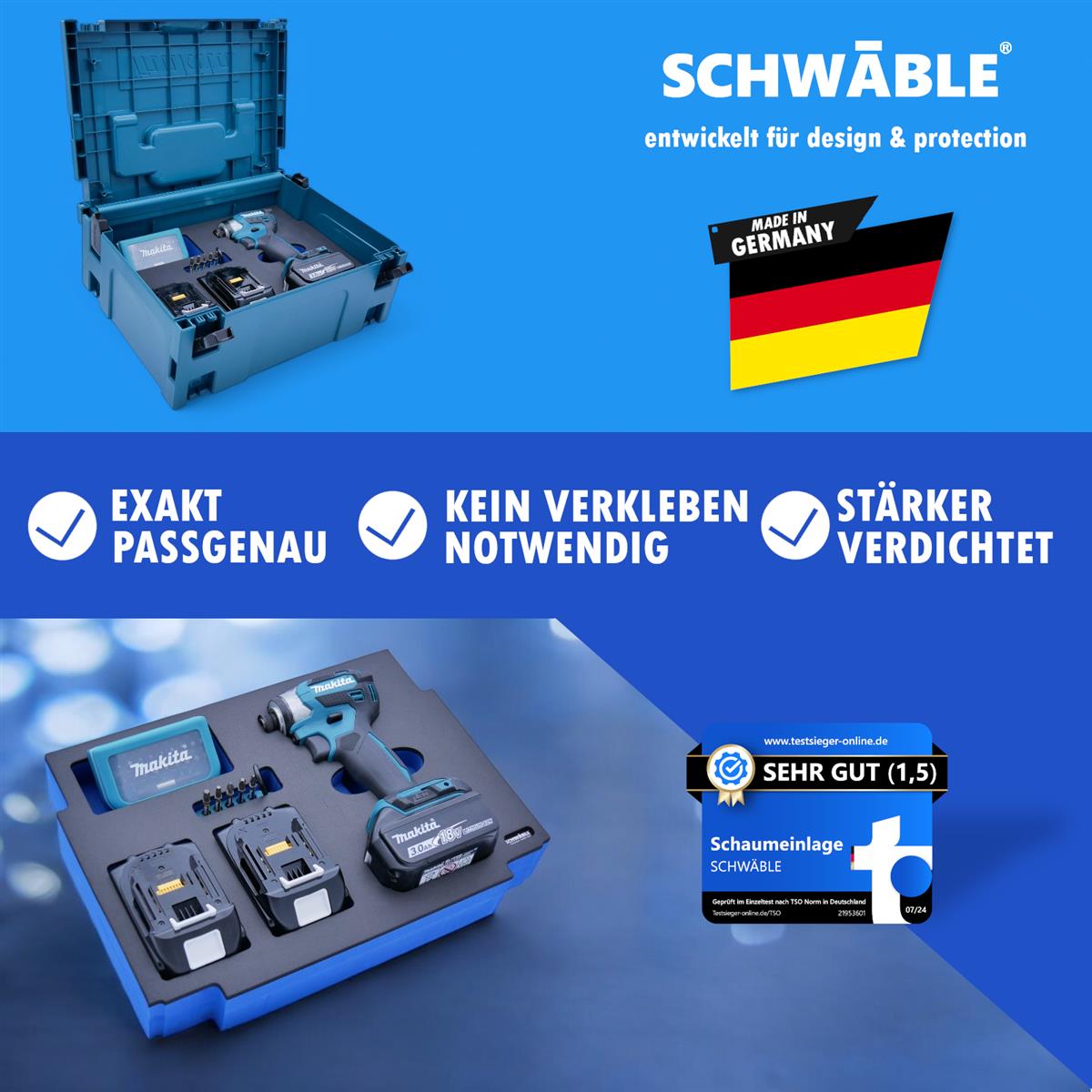 SCHWÄBLE Schaumeinlage Schaumstoffeinlage f. Makita Akku-Schlagschrauber DTD173