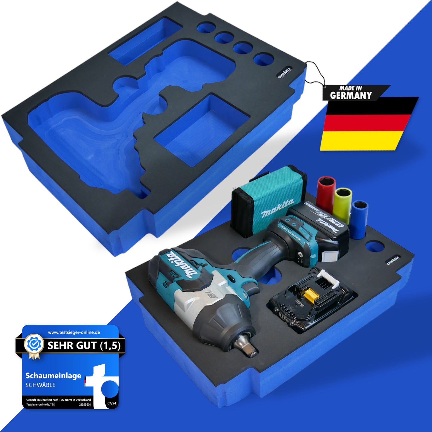 SCHWÄBLE® Schaumeinlage Schaumstoffeinlage für Makita Schlagschrauber DTW1002