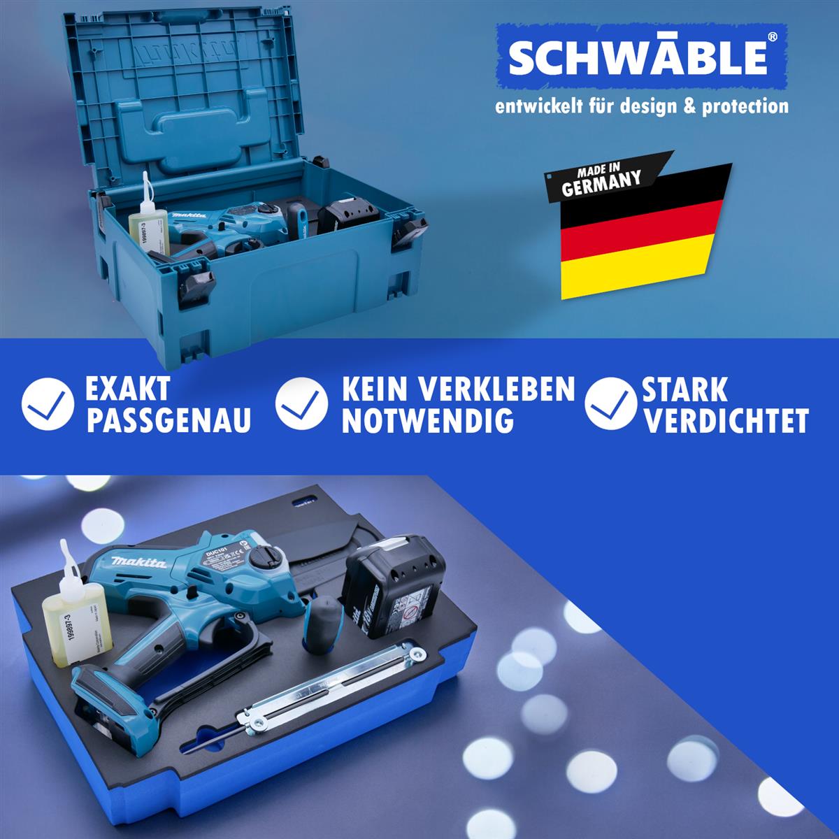 SCHWÄBLE® Schaumeinlage Schaumstoffeinlage für Makita Akku Kettensäge DUC101