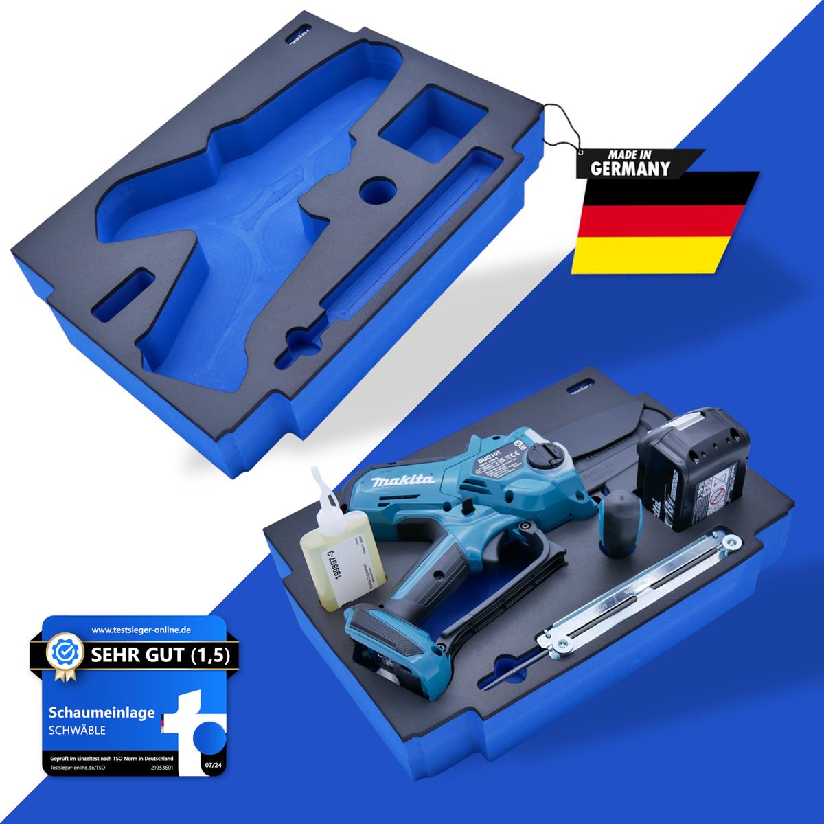 SCHWÄBLE® Schaumeinlage Schaumstoffeinlage für Makita Akku Kettensäge DUC101